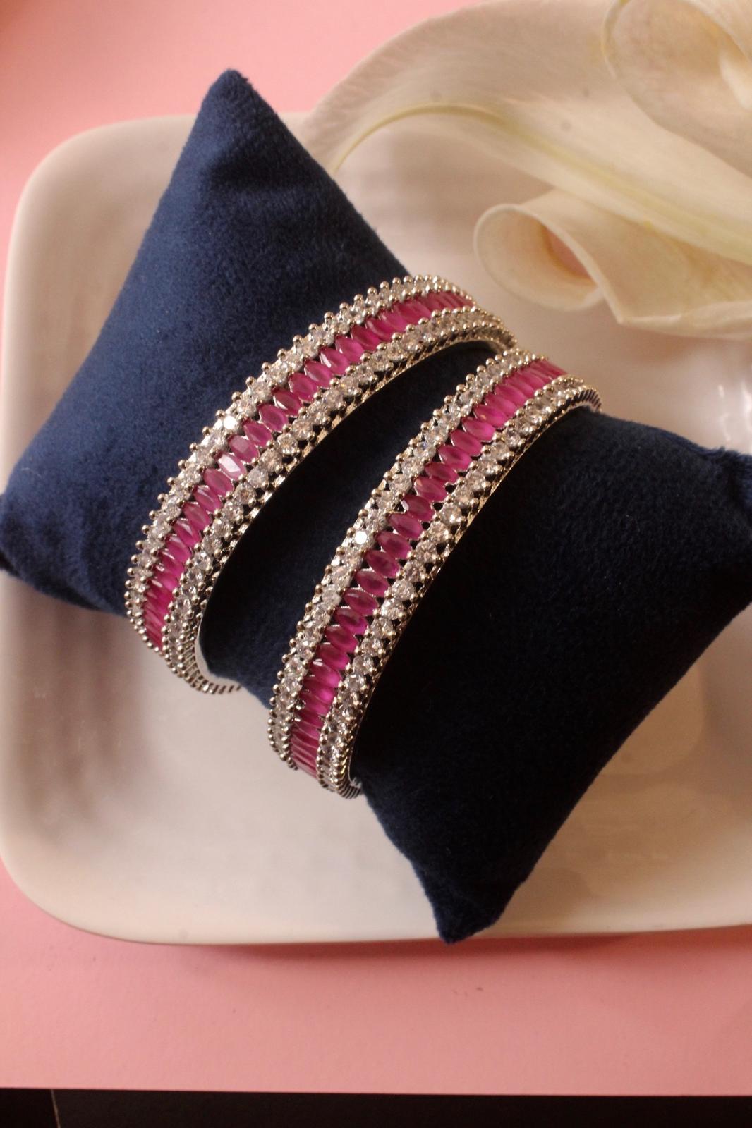 Beautiful Ruby with Diamond Bangles - DBS-BG001