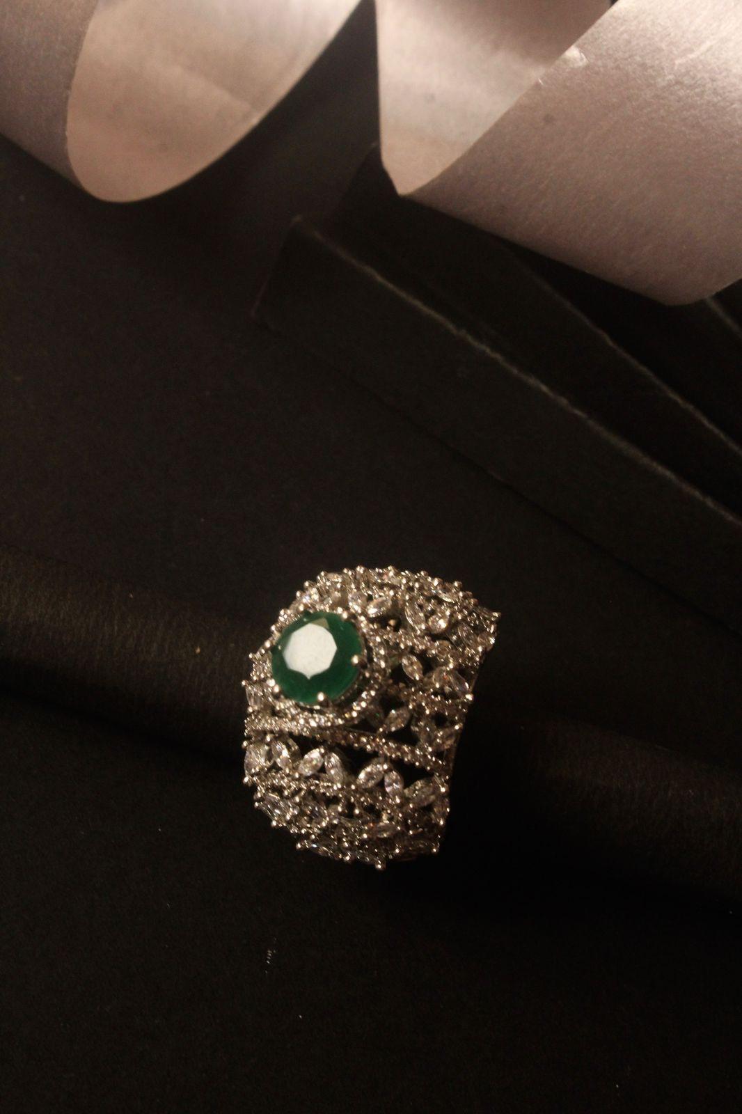 Beautiful Emerald with Diamond Ring - DBS-RG002