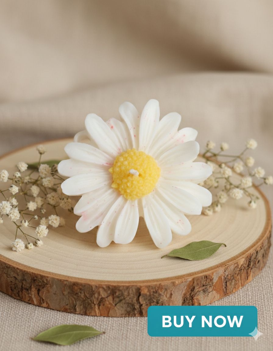 Daisy on Wood Candle