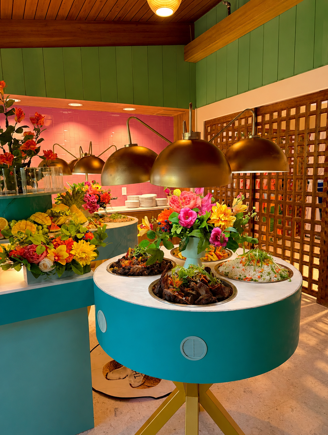 Vibrant private event buffet styled by Empire Jamaica Fusion