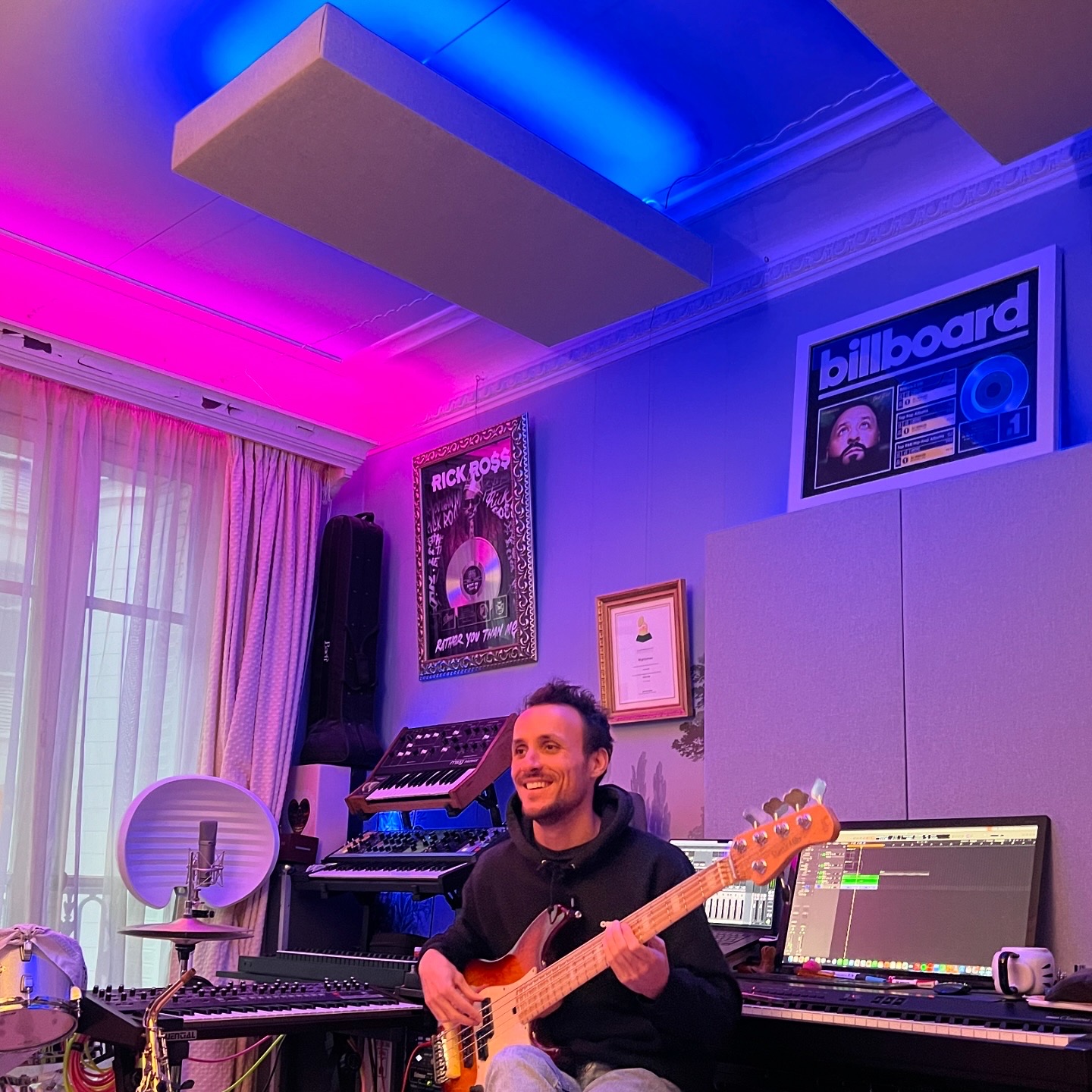 Mighty Max in his music production studio in Paris