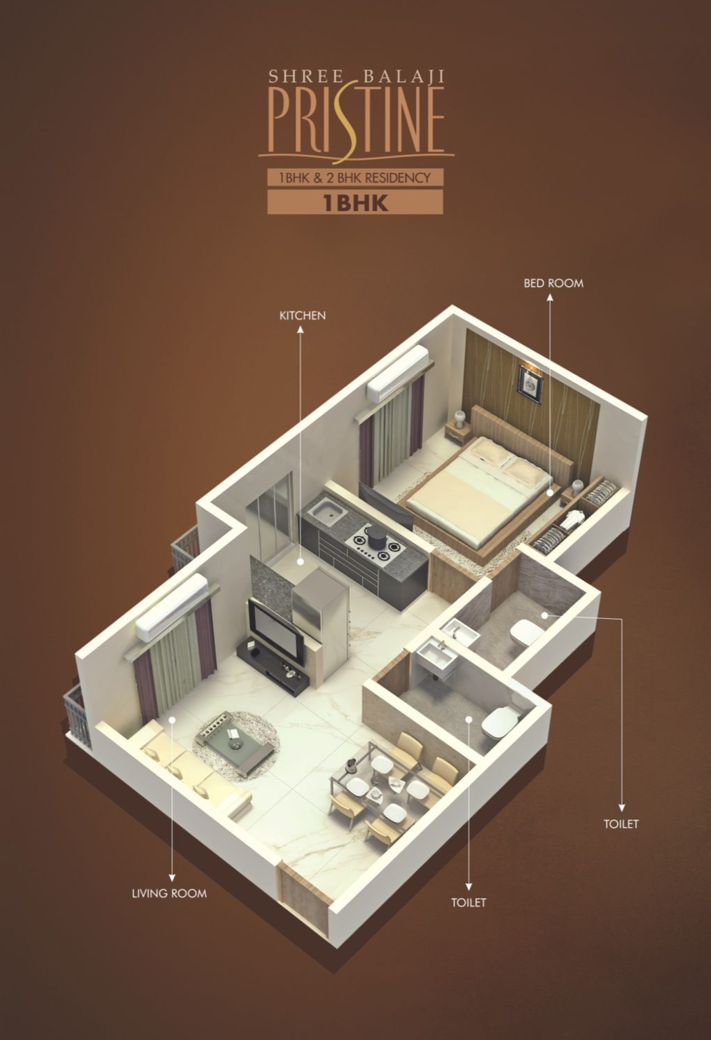 1 BHK floor plan