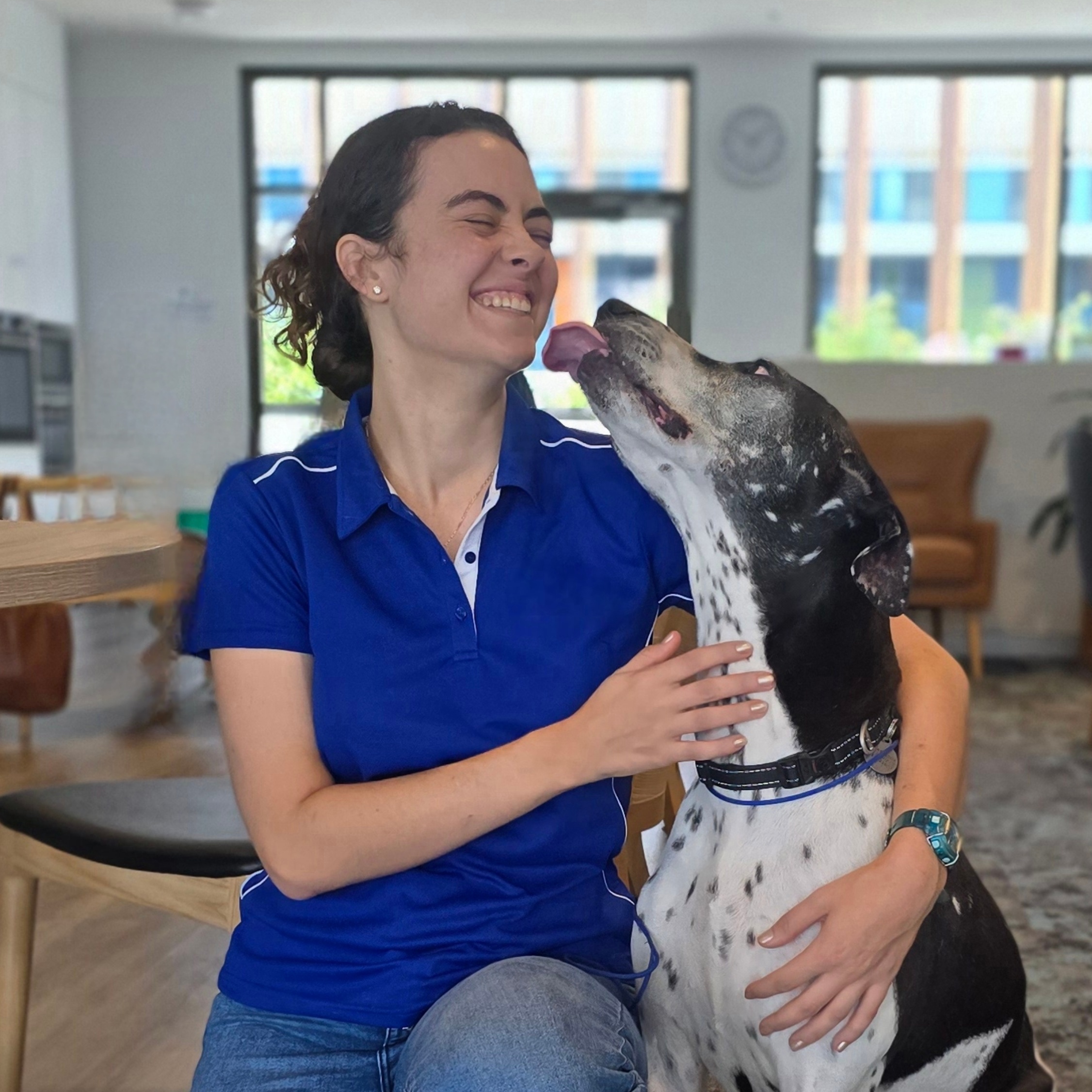 Charlotte Bryan with one of her therapy dogs