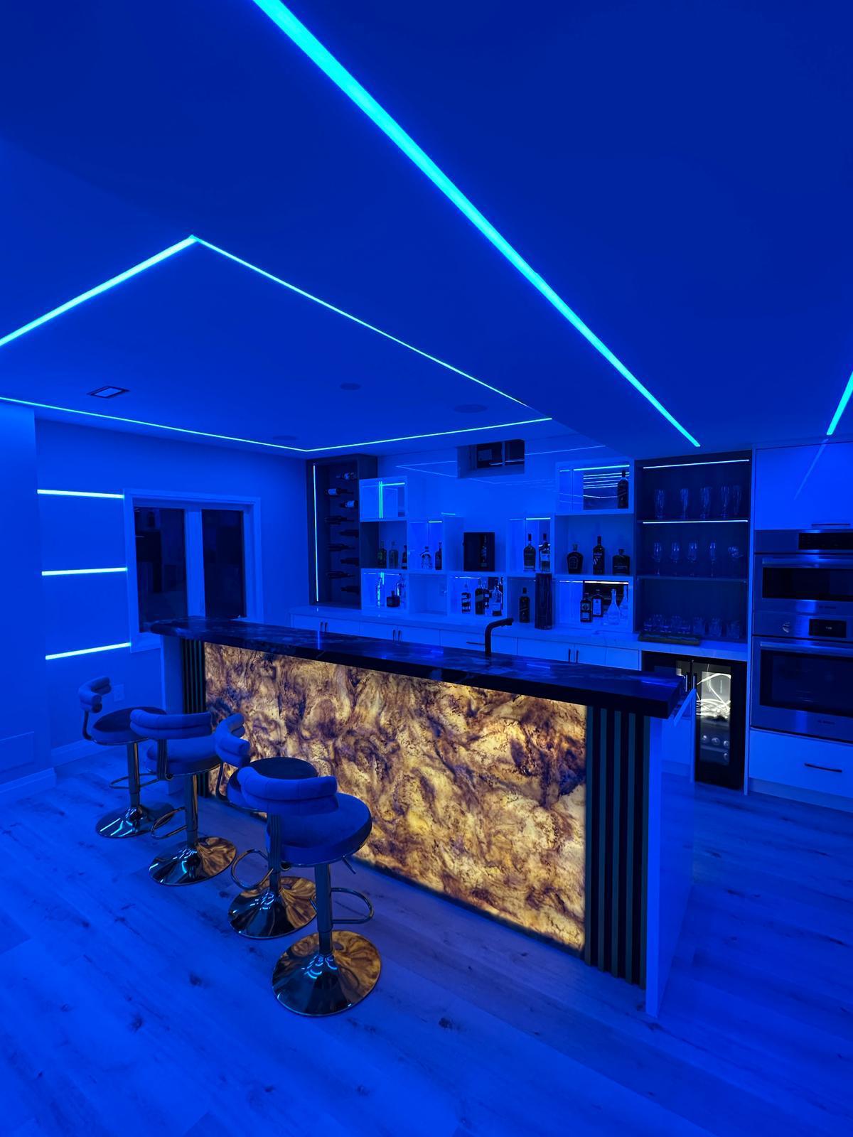 Custom Bar with LED Lighting