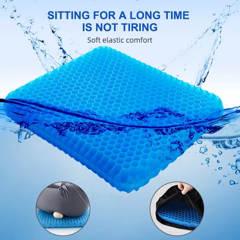 Gel Seat Cushion — Breathable Honeycomb Pressure-Relief