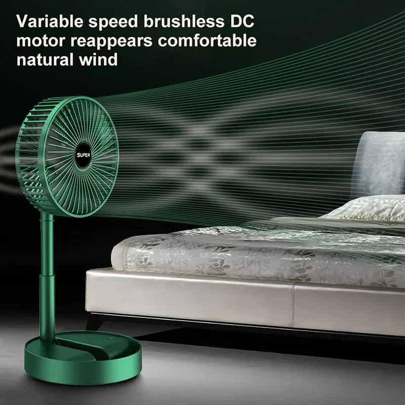 Wireless Silent Floor Fan — Foldable Telescopic