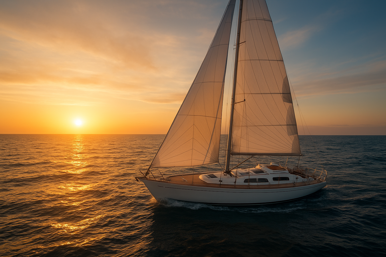 Mediterranean sunset sailing