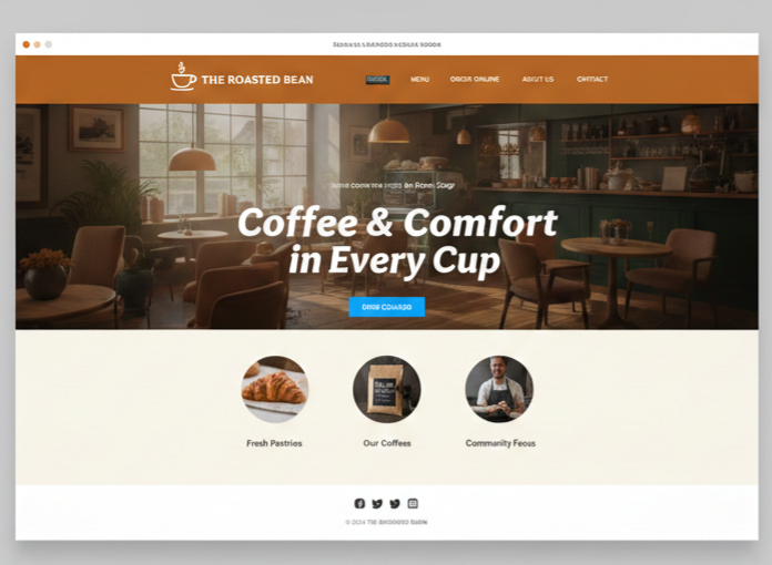The Roasted Bean Café - Website with menu display, location integration, and WhatsApp ordering