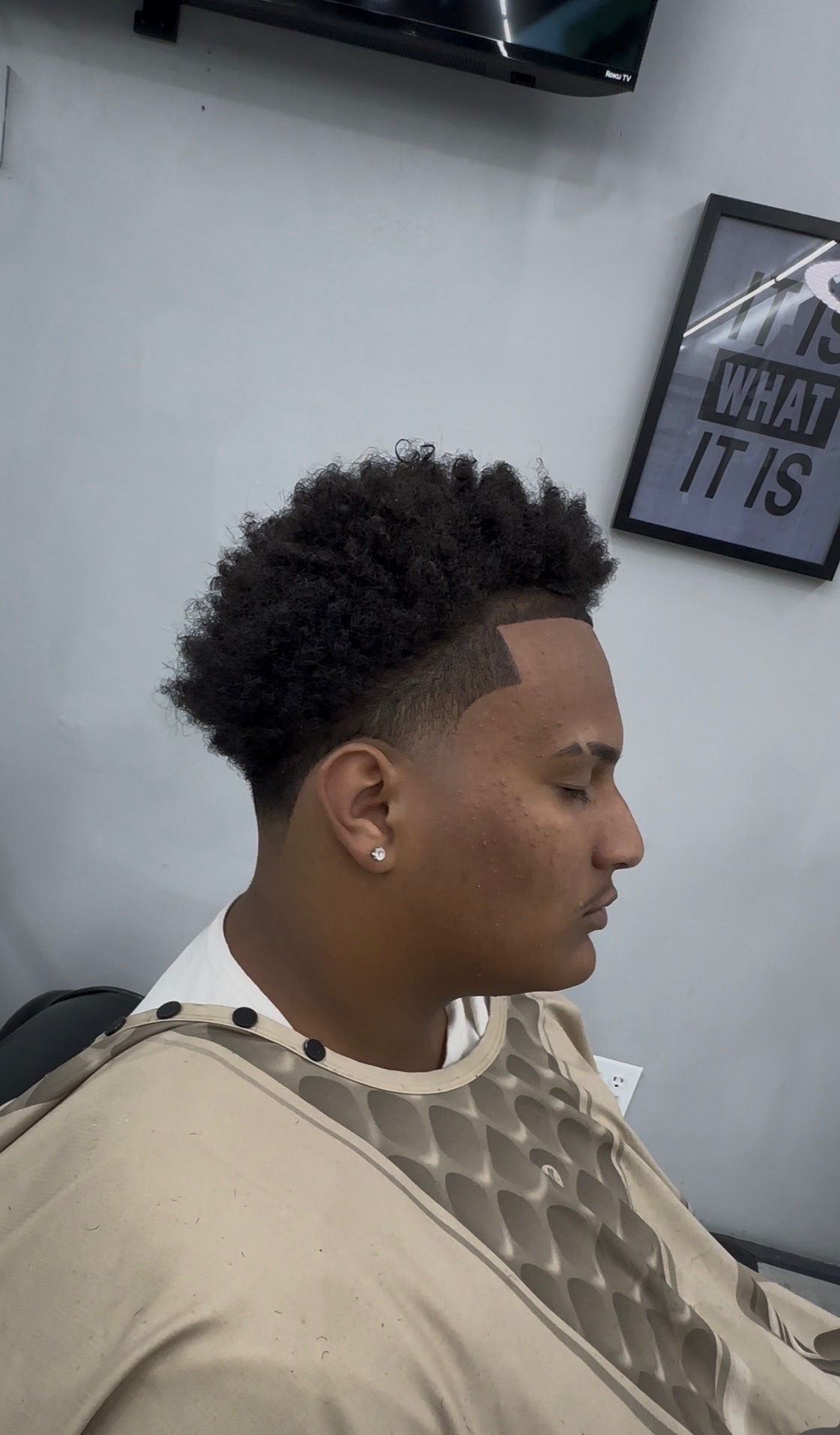 Afro fade with line-up