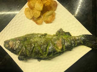 Herb-Crusted Trout with Potato Chips