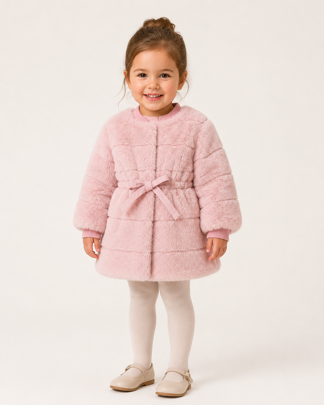 Girls Faux Fur Belted Coat thumb 2