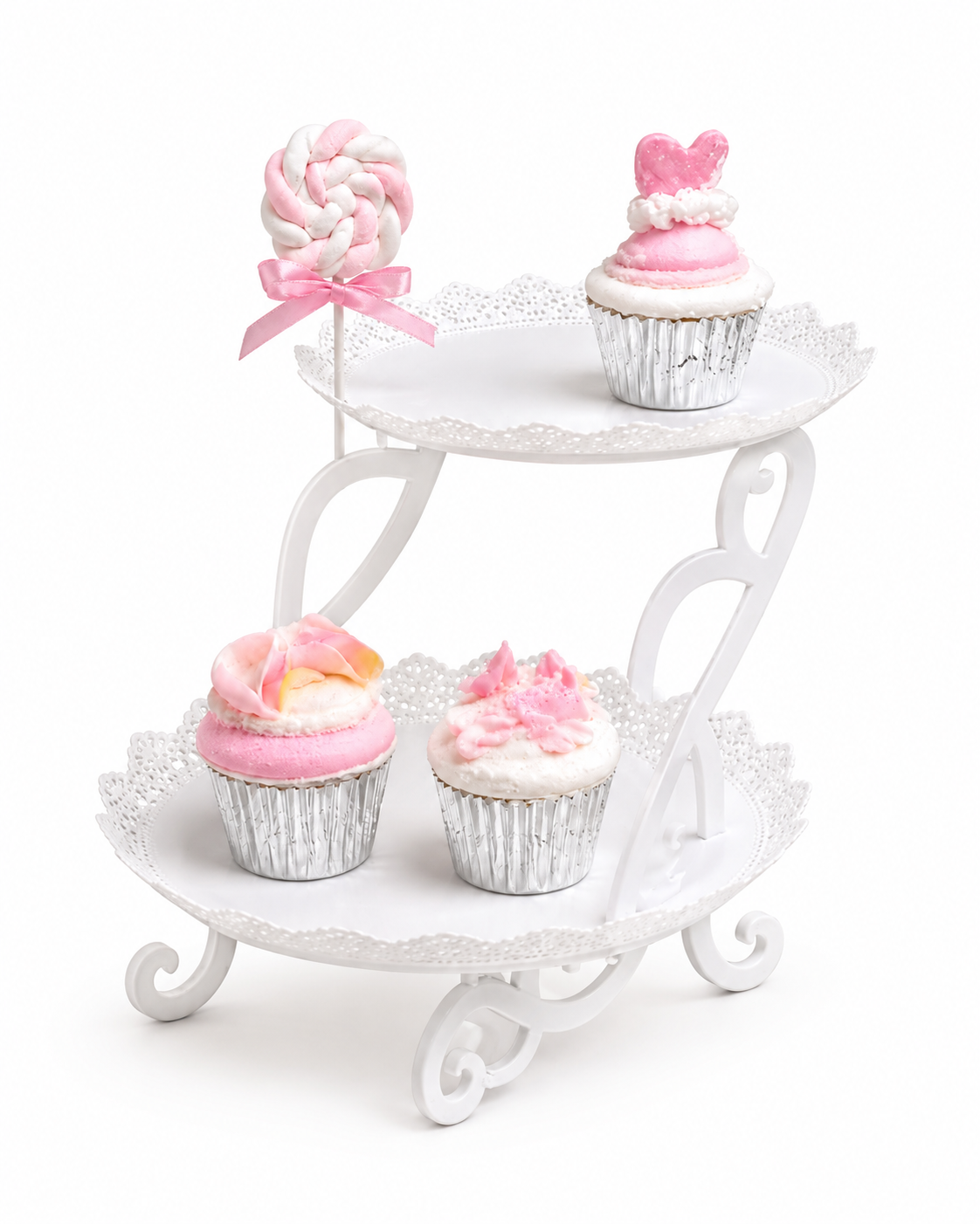 White 2-Tier Cupcake Stand
