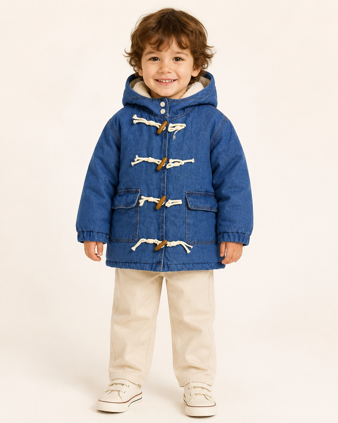 Kids Hooded Duffle Coat with Toggle Buttons thumb 2