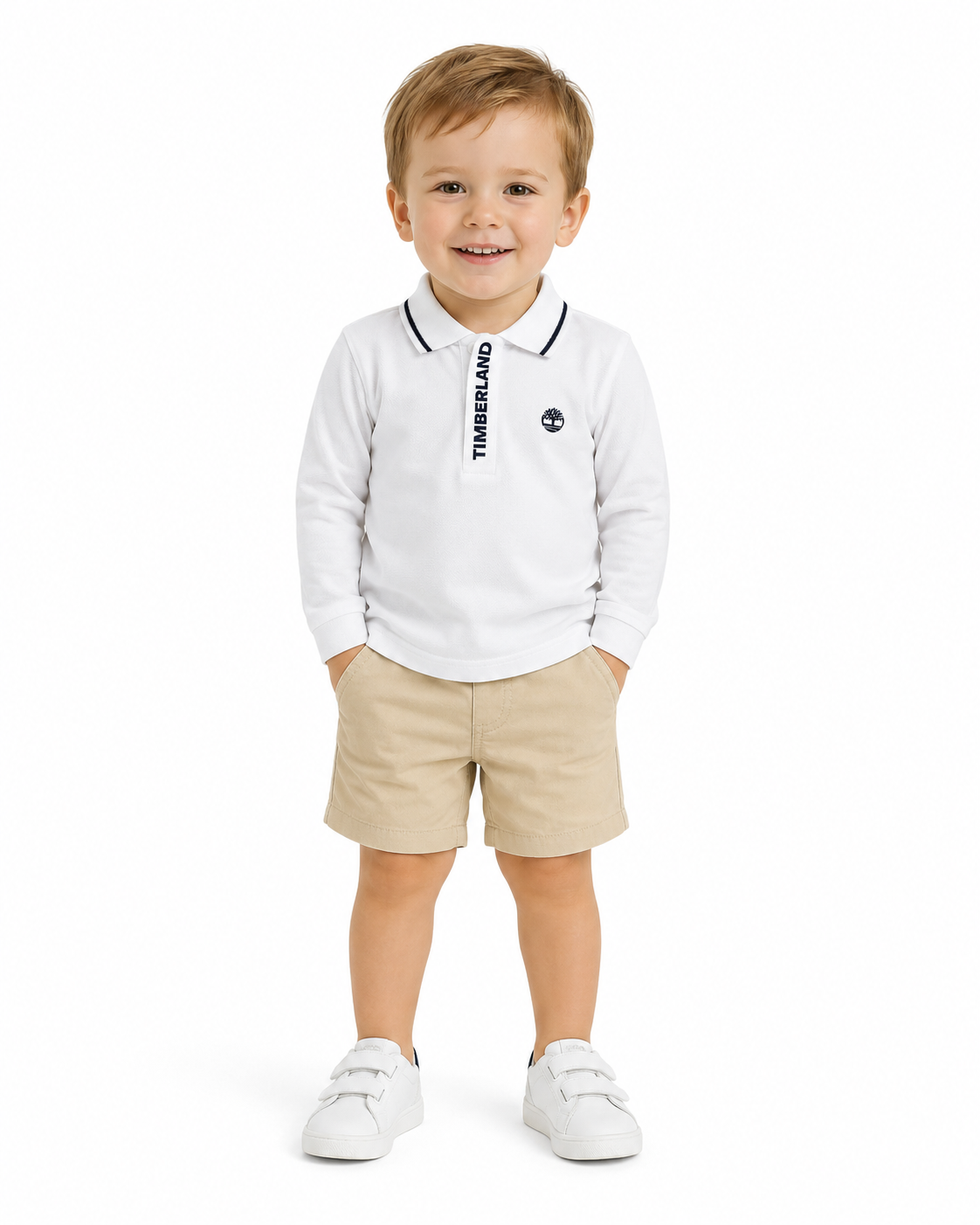 Timberland Boys White Long Sleeve Polo Shirt thumb 3