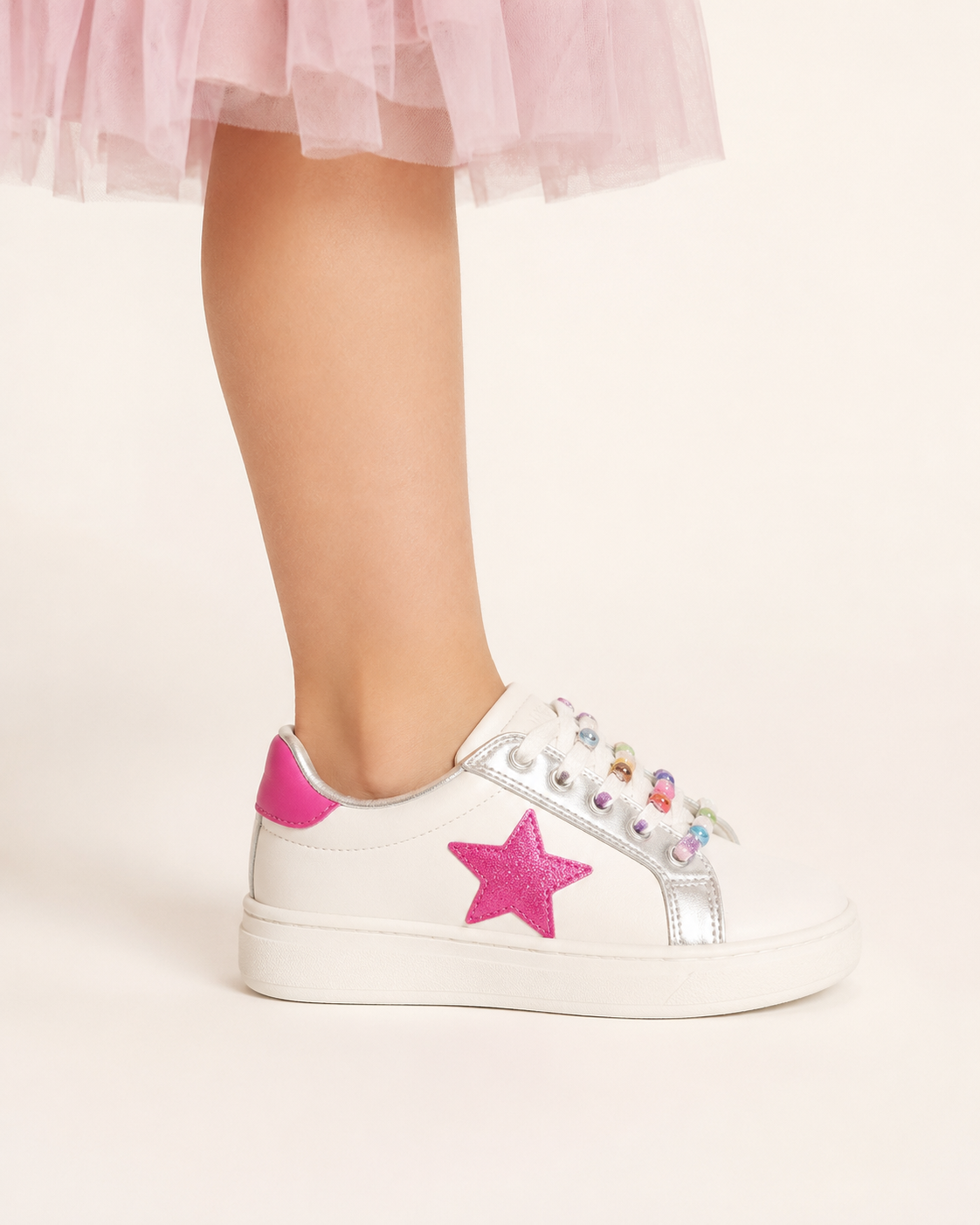 Kids Star Detail Sneakers with Beaded Laces thumb 2