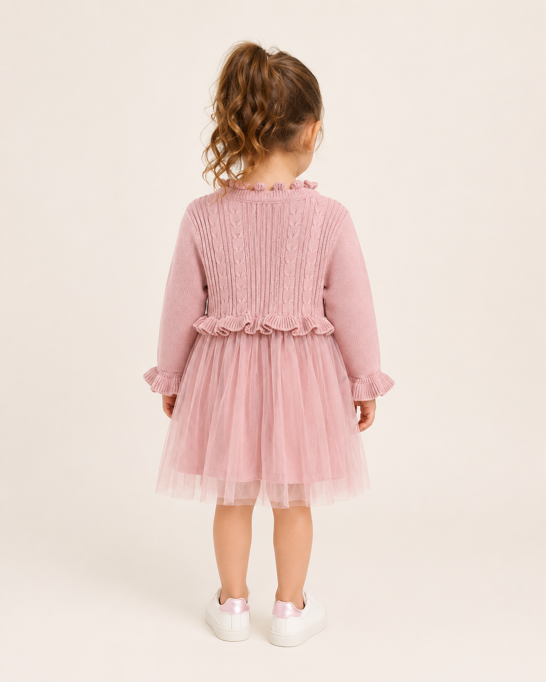 Girls Knitted Tulle Dress with Ruffle Details thumb 3