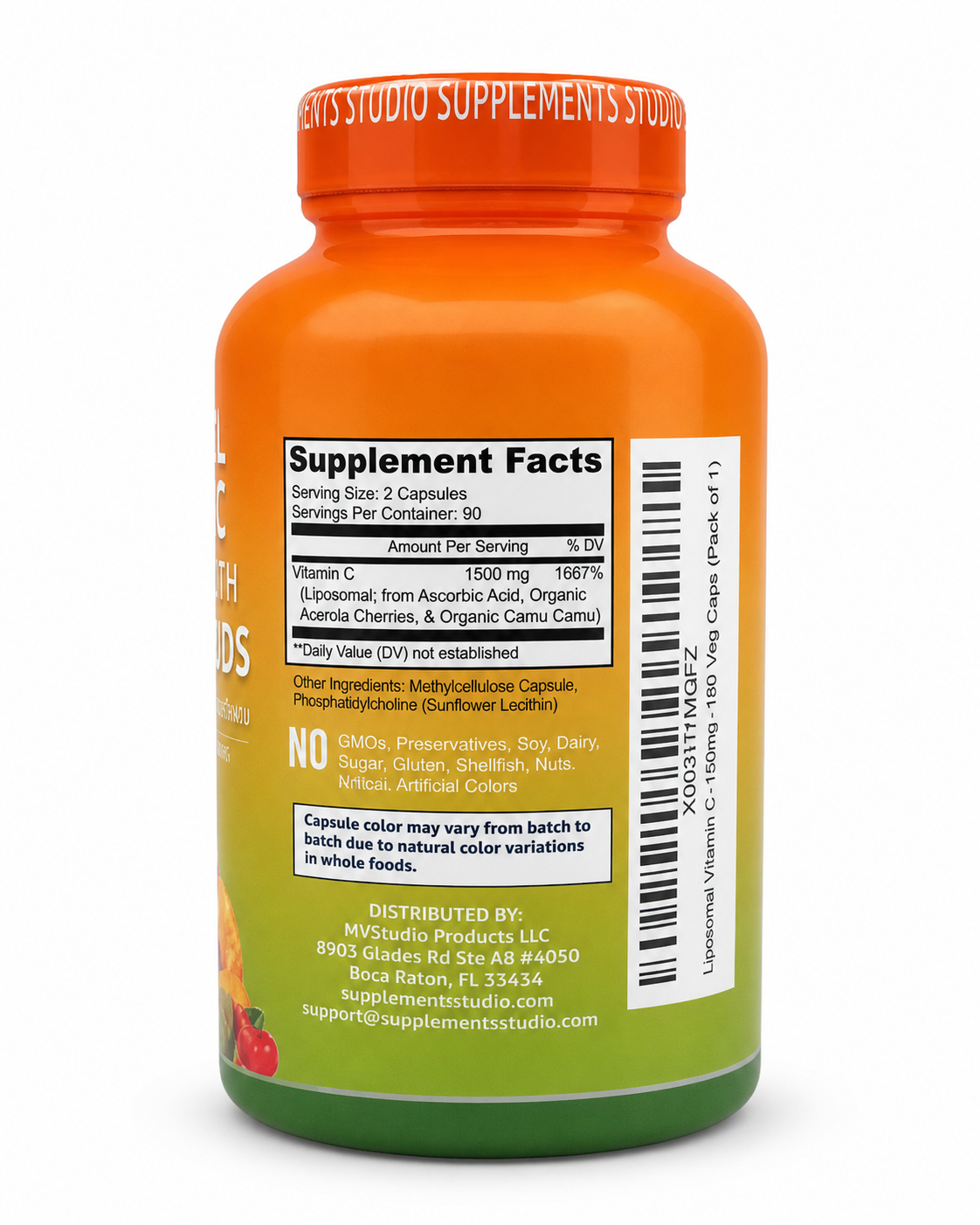 Sunny's Studio Supplements Liposomal Vitamin C 1500mg – 180 Capsules thumb 2
