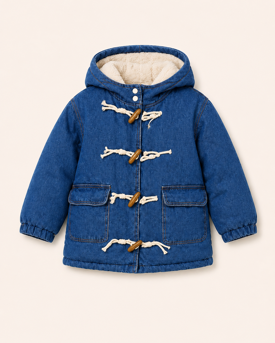 Kids Hooded Duffle Coat with Toggle Buttons