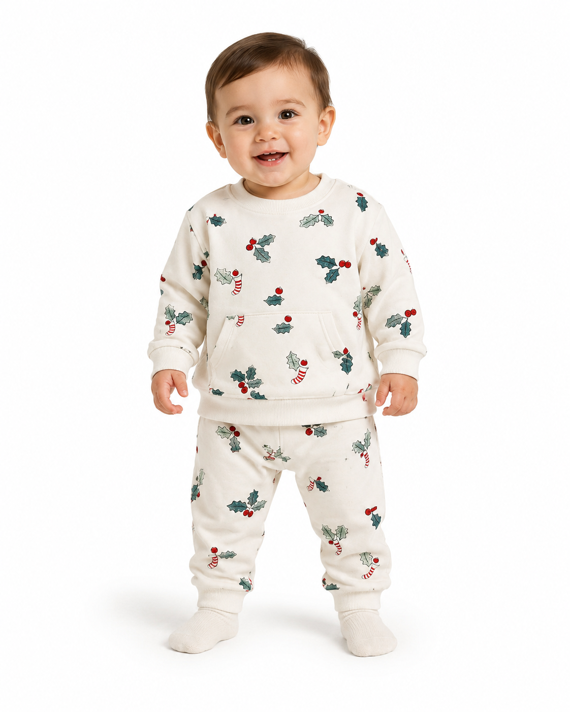 Marks & Spencer Baby Christmas Holly Print Outfit Set thumb 2
