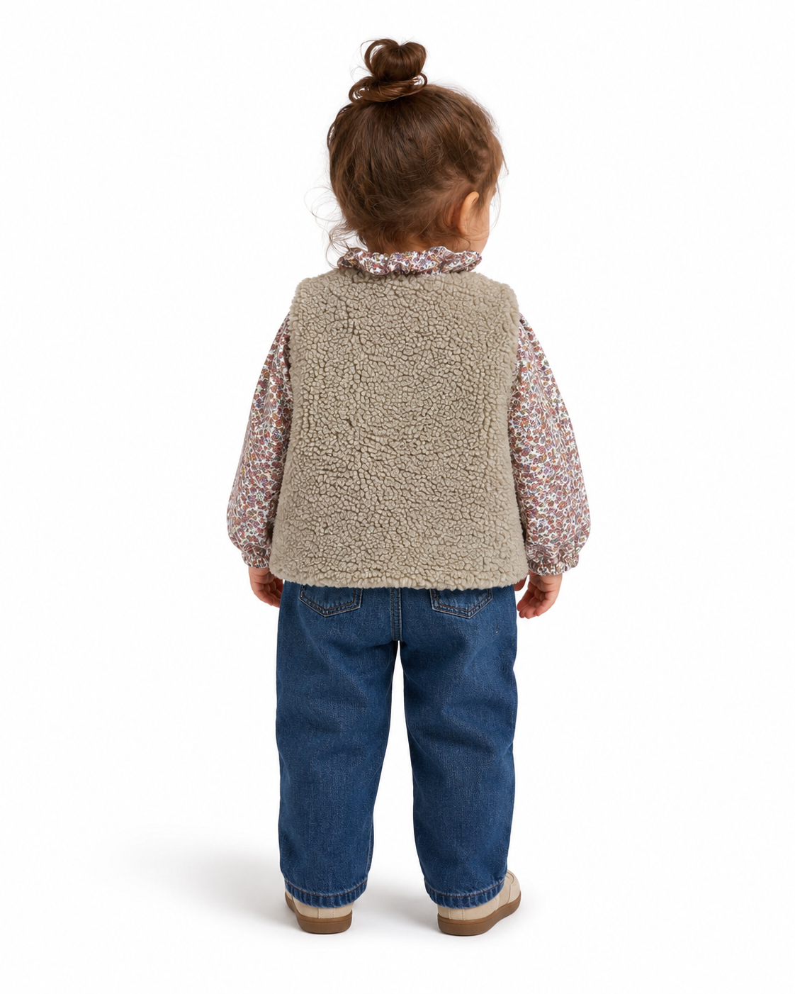 Marks & Spencer Baby Girls Floral Shirt & Fleece Vest Outfit Set thumb 3