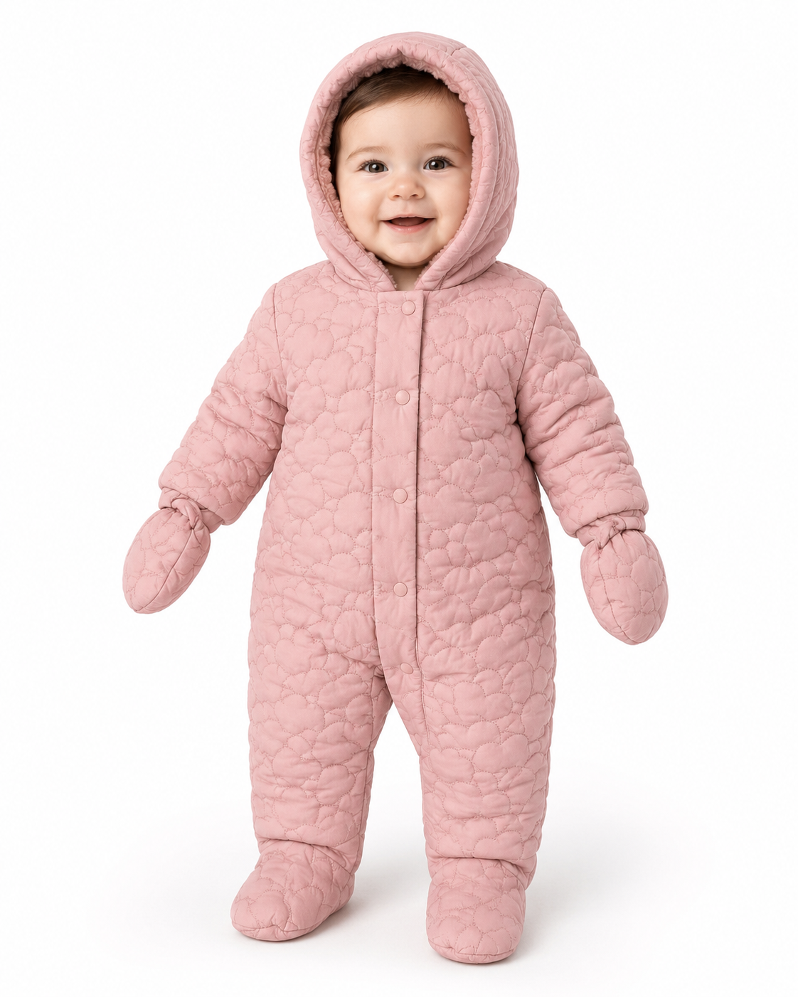 Marks & Spencer Baby Hooded Quilted Snowsuit with Mittens thumb 3