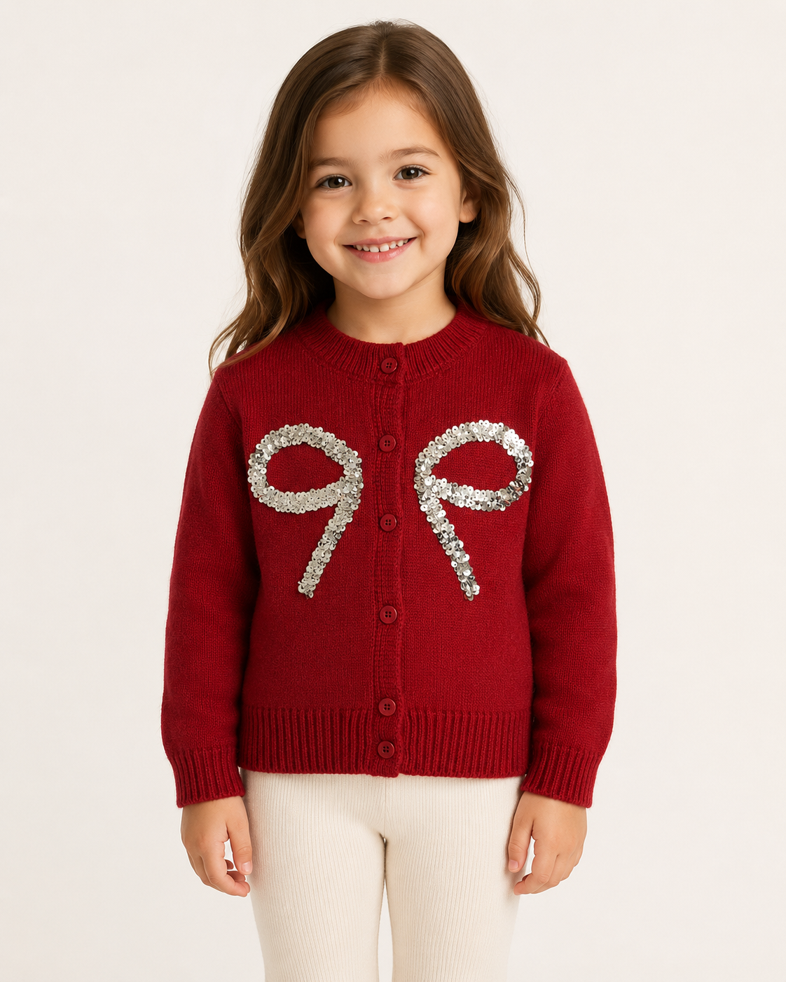 Girls Bow Knit Cardigan thumb 2