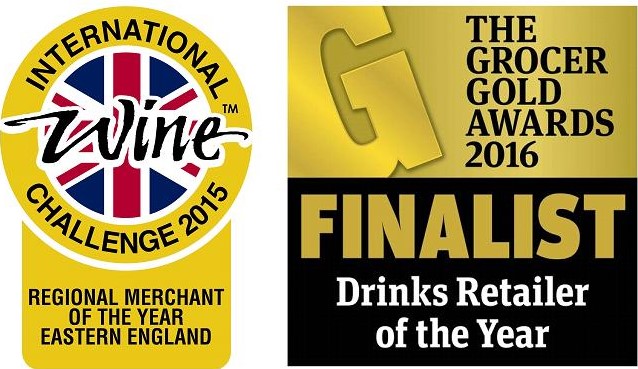 International Wine Challenge 2015 Regional Merchant of the Year and Grocer Gold Awards 2016 Finalist badges