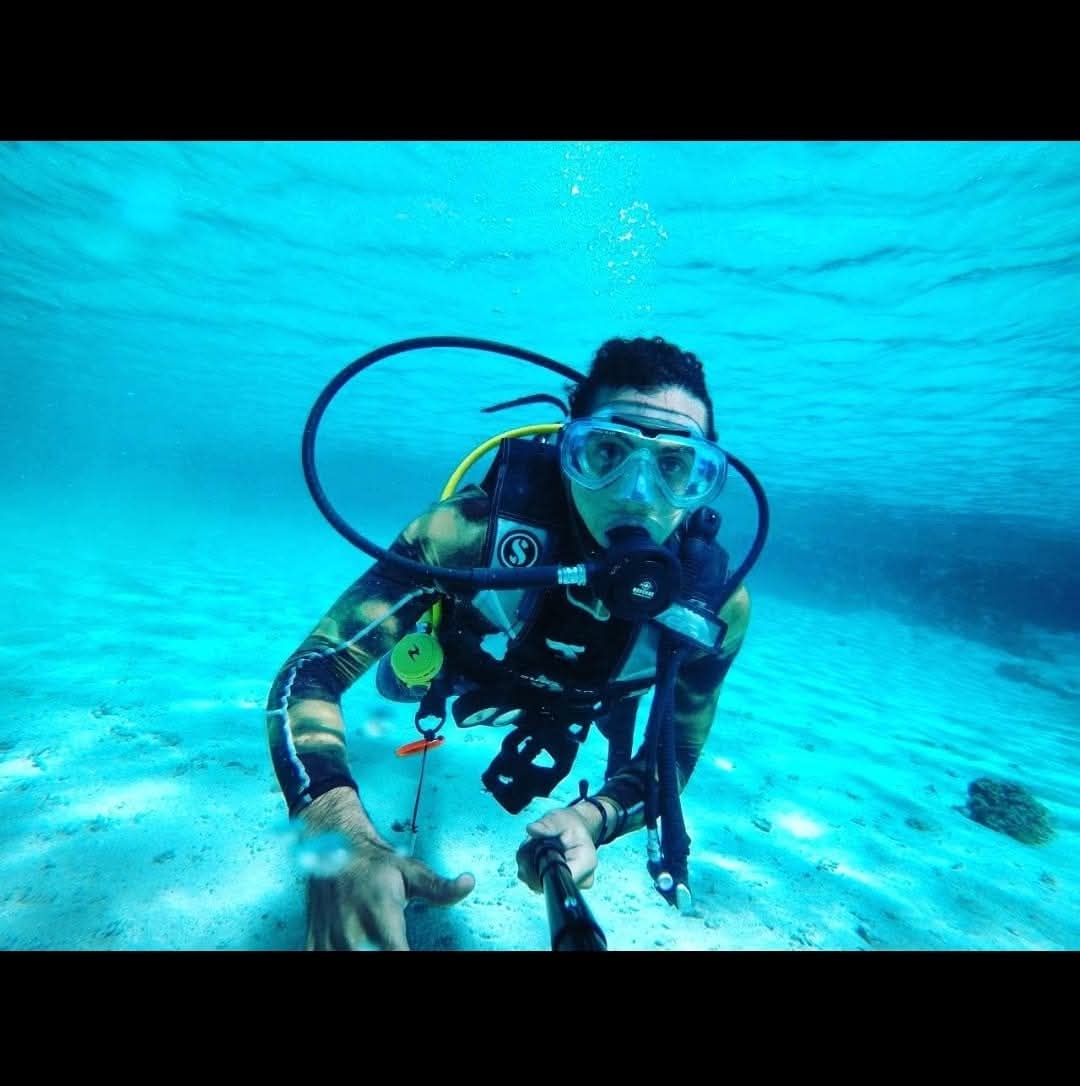 Ahmed diving in the Red Sea - his childhood diving waters