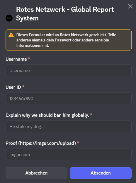 Discord Screenshot von /greport