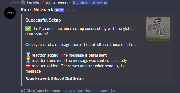 Discord Screenshot von /globalchat-setup