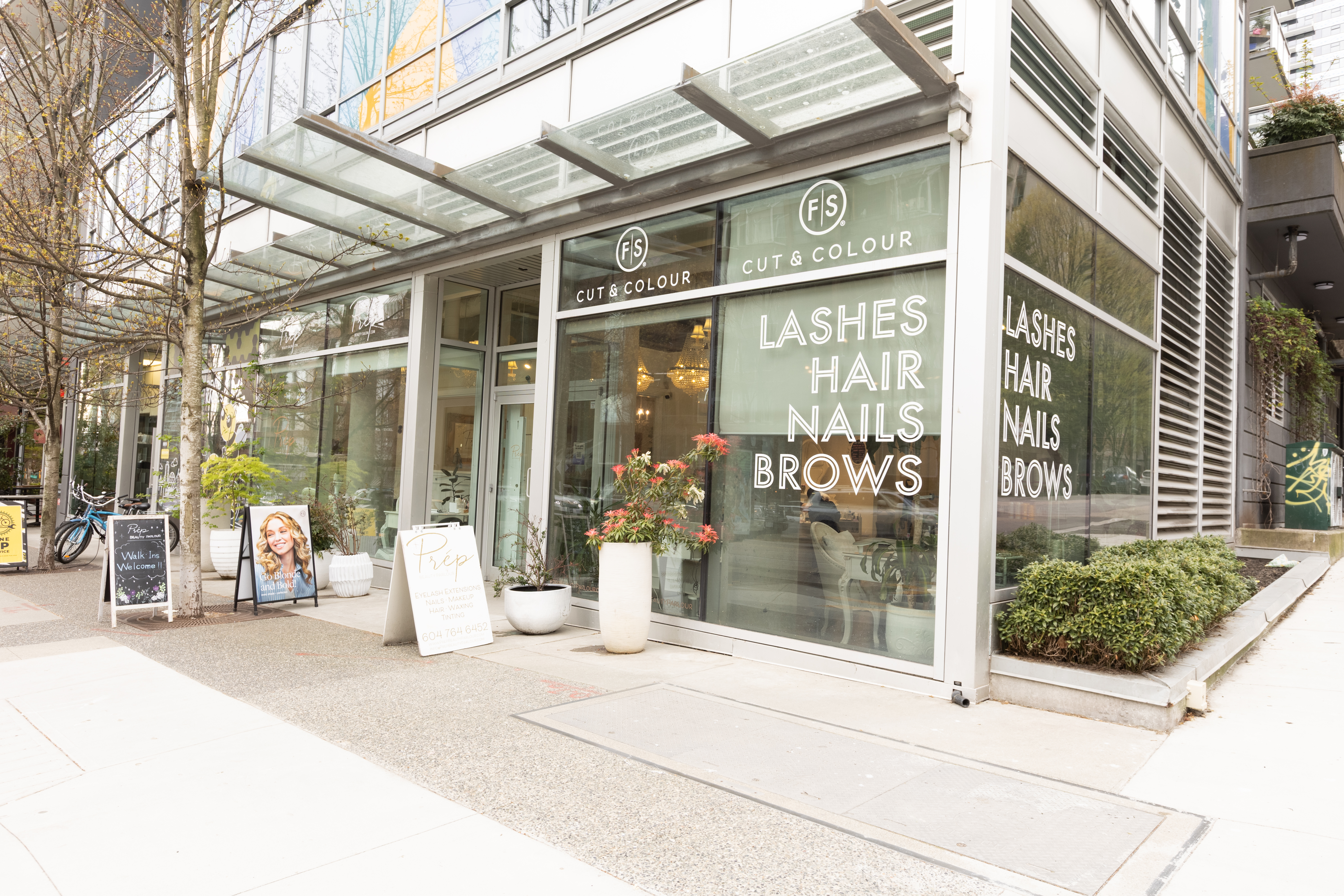 Prép Beauty Parlour storefront on Burrard St — best YUMI lash lift in Vancouver