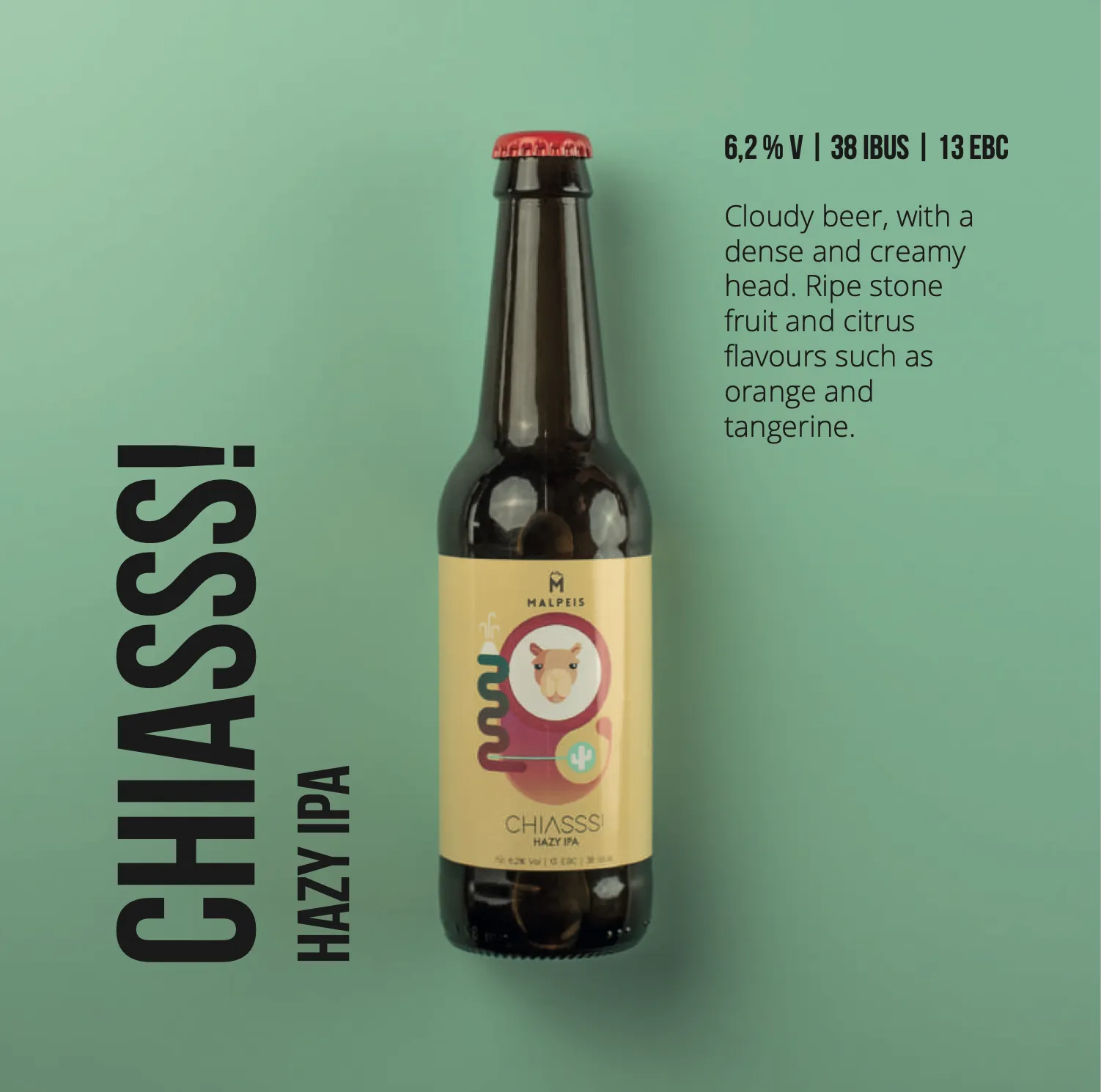 Chaisss! Hazy IPA Hazy IPA fra Malpeis — 6.2% ABV | 13 EBC | 38 IBU, brygget på Lanzarote. Fås hos Brunchi.shop Playa Blanca