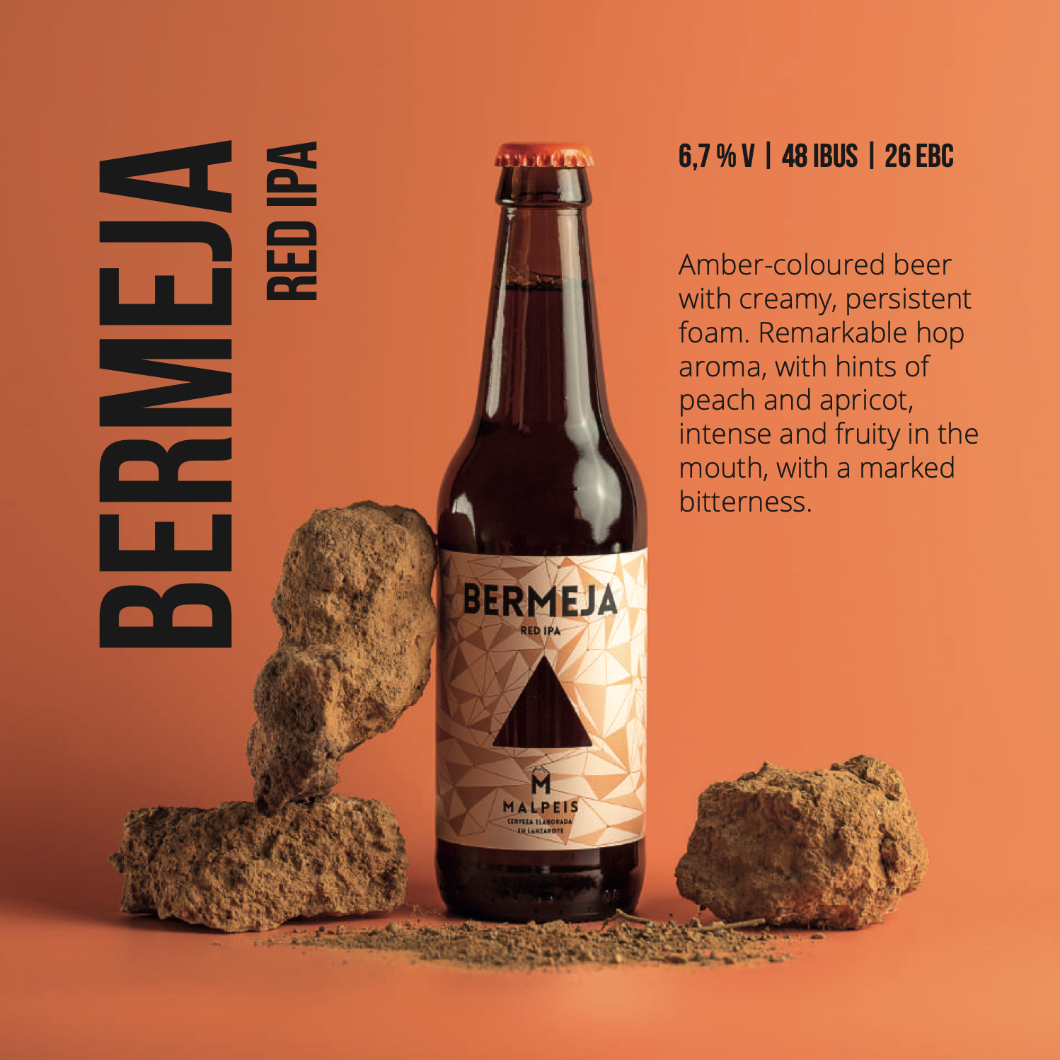 Bermeja Red IPA Red IPA af Malpeis — 6.7% ABV | 26 EBC | 48 IBU, brygget på Lanzarote. Fås hos Brunchi.shop Playa Blanca