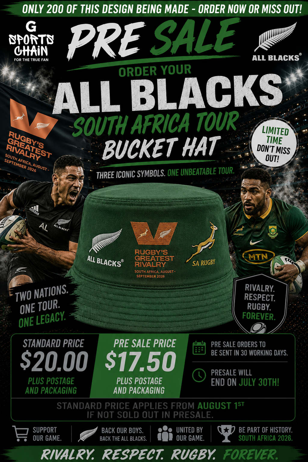 All Blacks — South Africa Tour 2026 (Green)