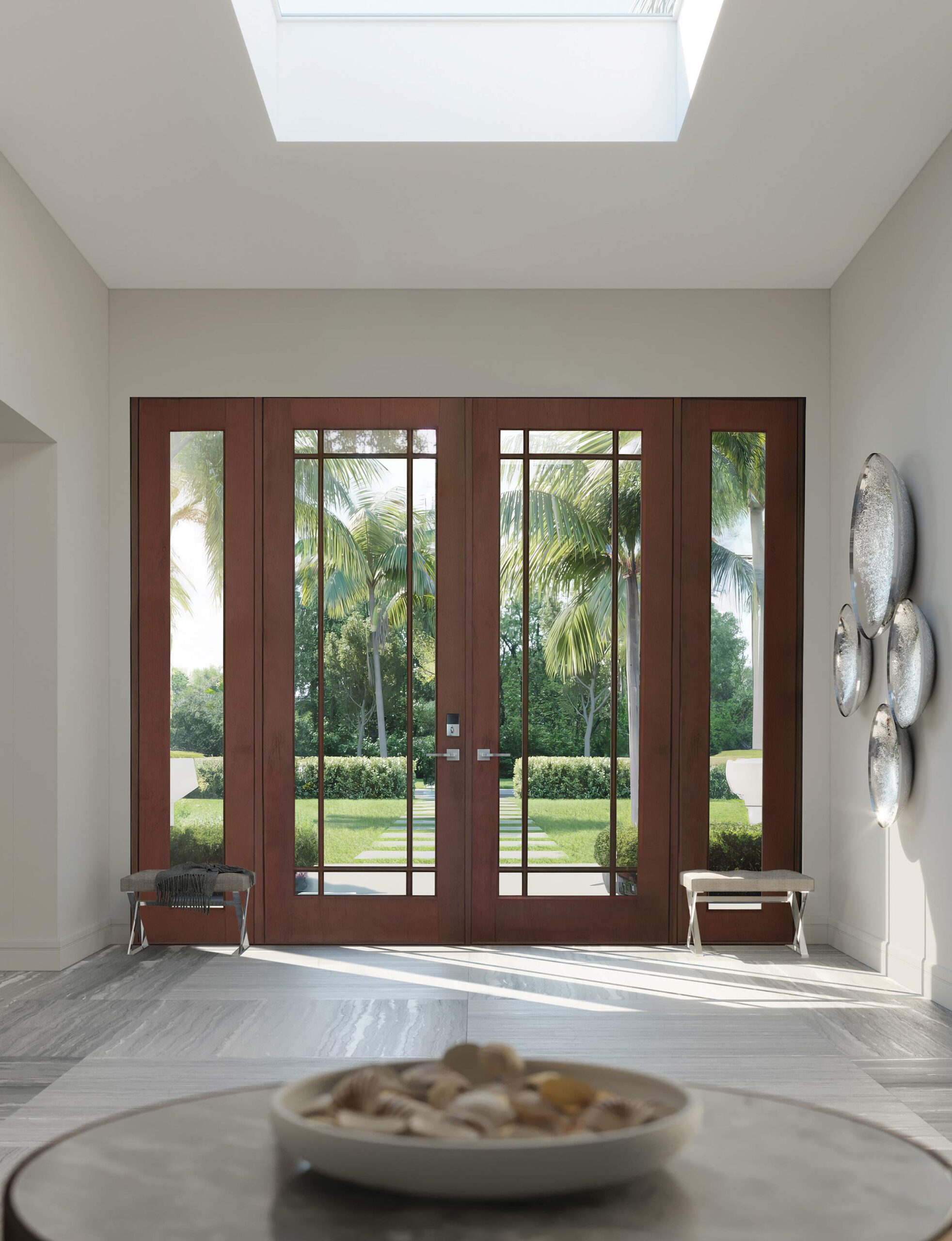 Elegant Entryway with Wood Doors