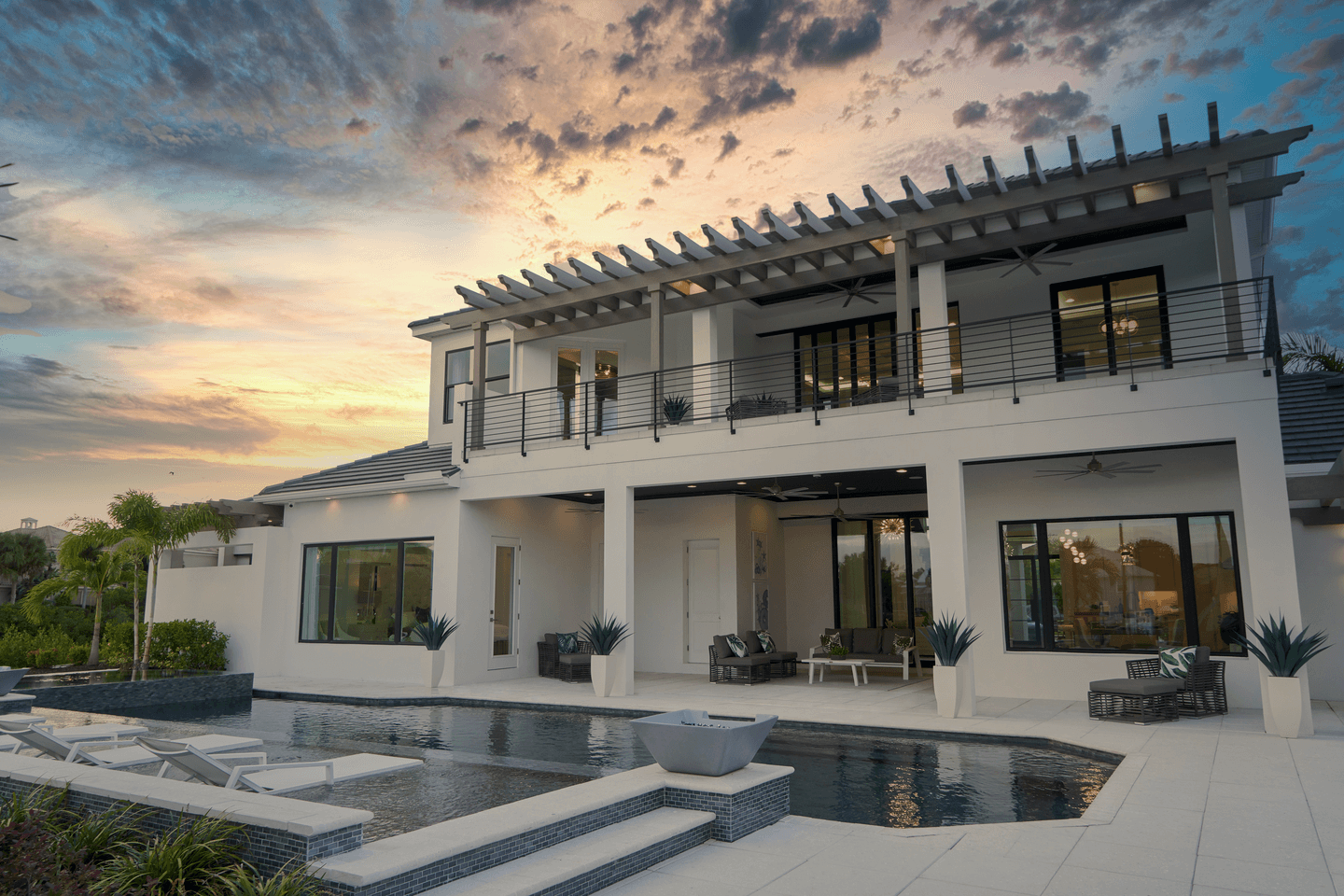 Contemporary Home at Sunset