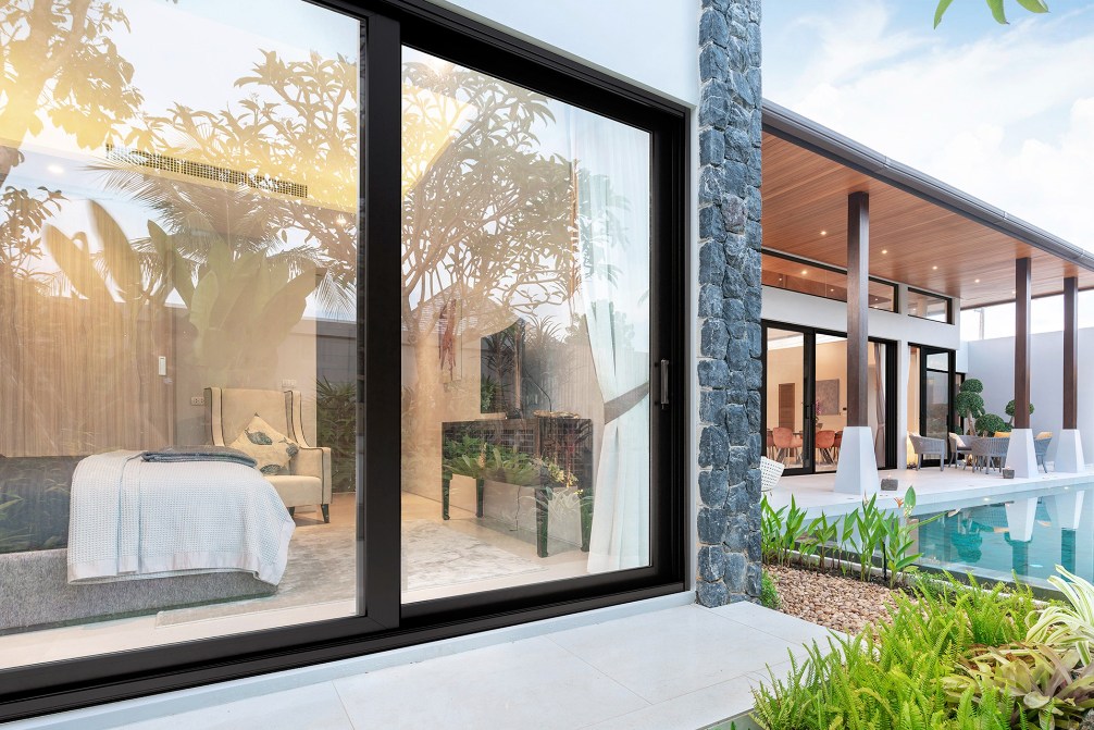 Pool Area with Sliding Doors