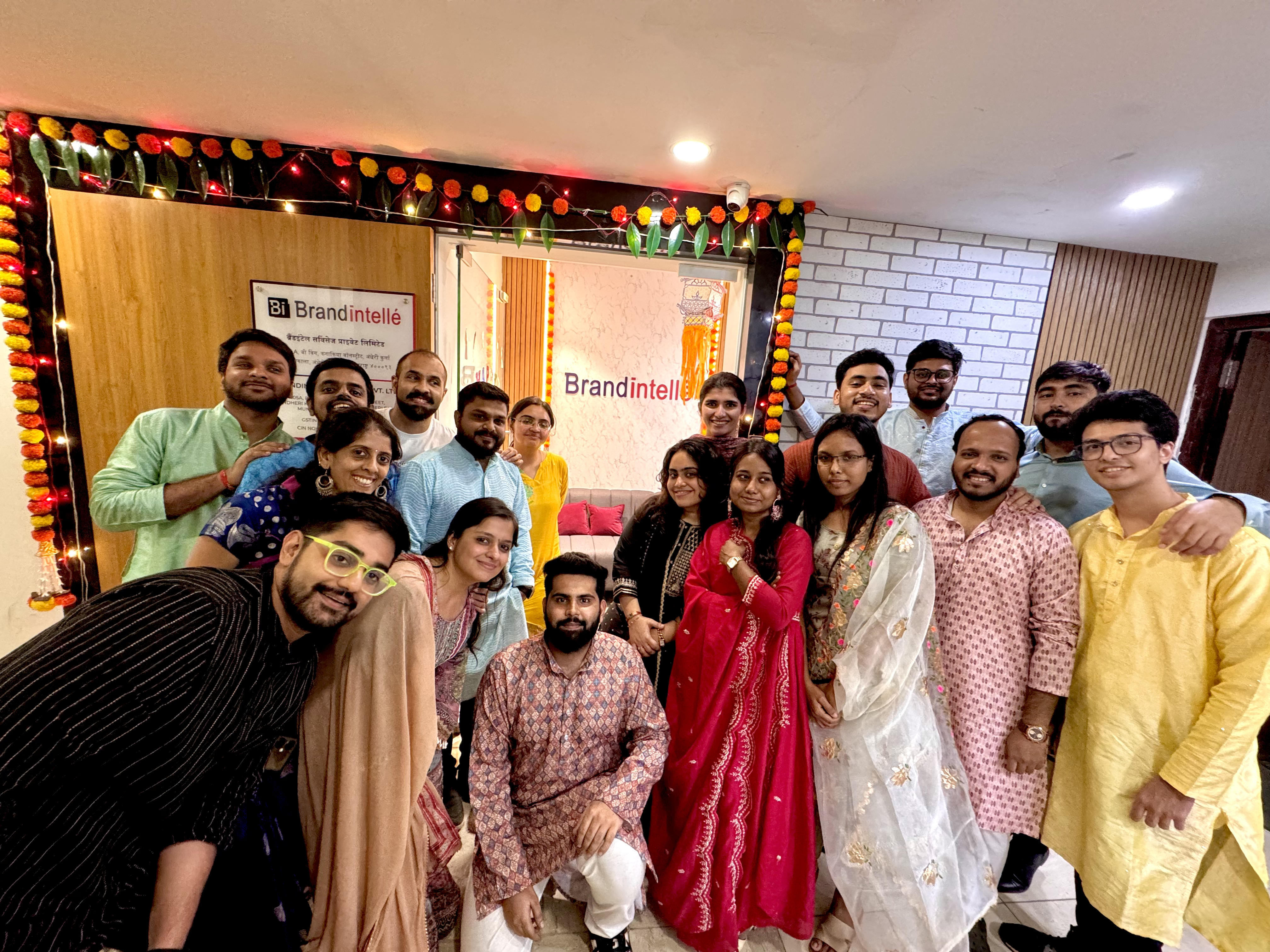 Brandintellé team at the Mumbai office Diwali setup