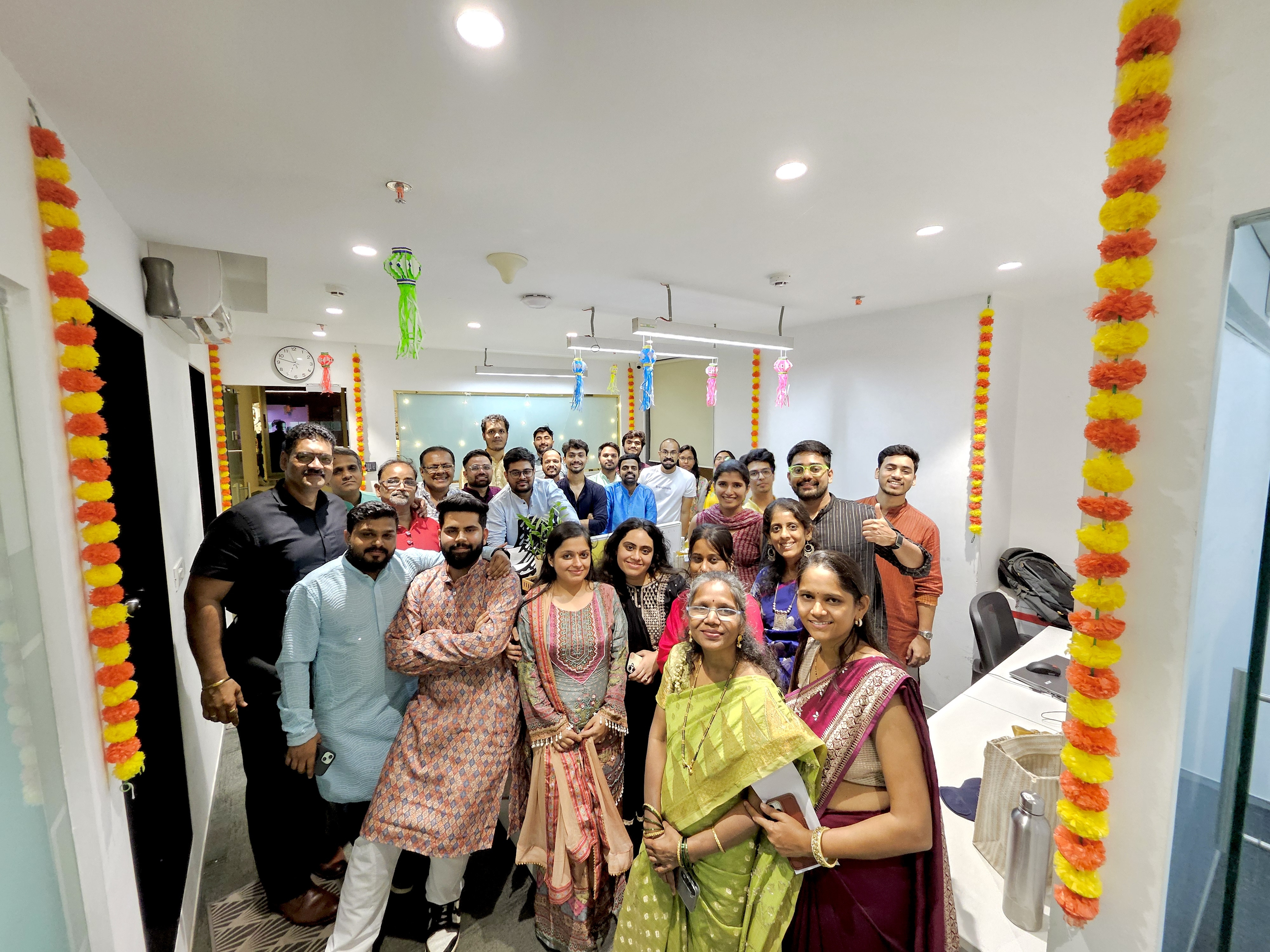 Brandintellé Diwali celebration with team in traditional attire