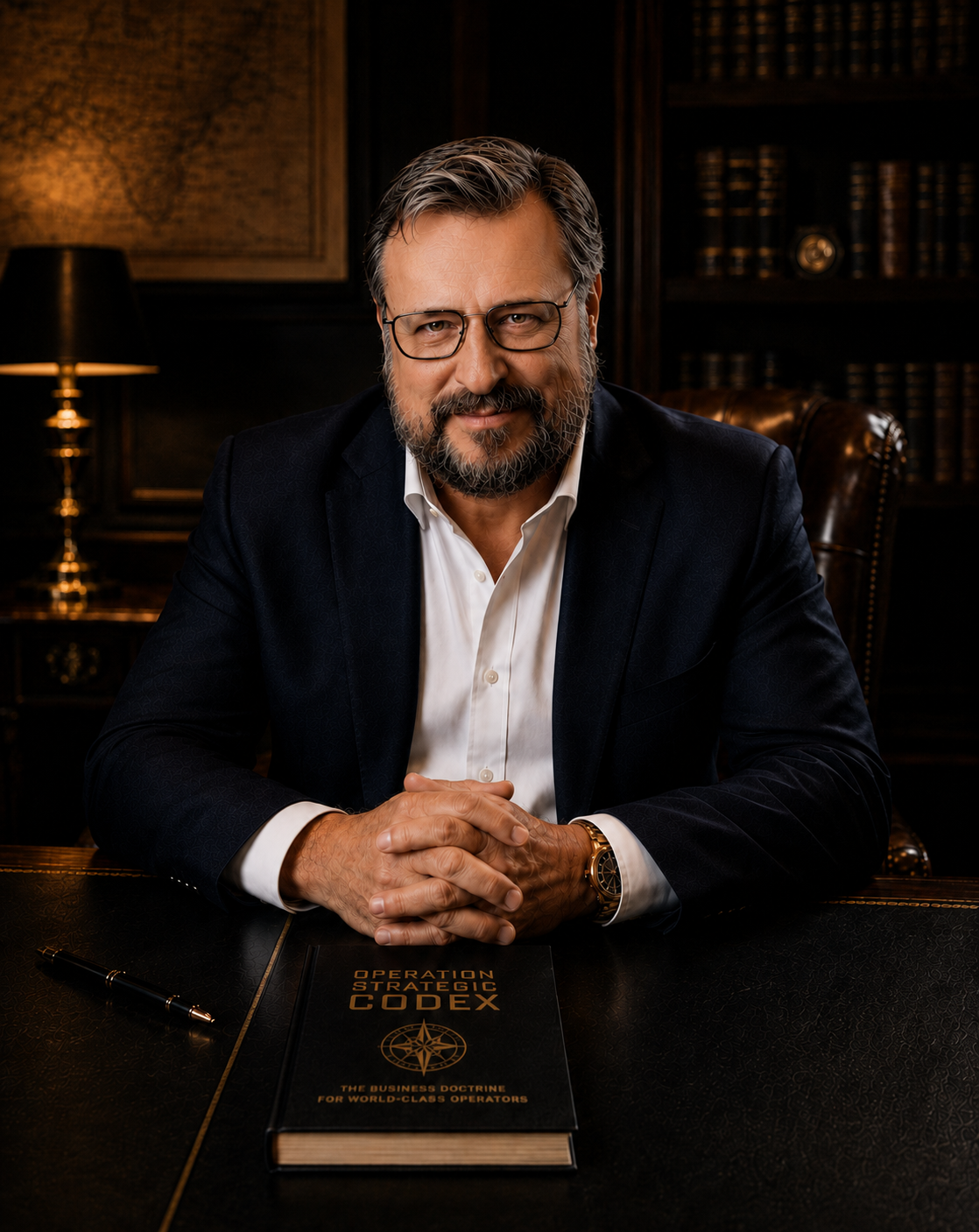 Marcus A.K. Sanchez at the OSC strategy desk — Founder and Strategic Director