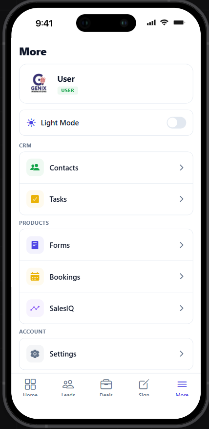 Modules menu