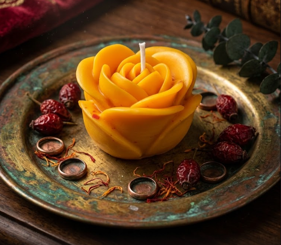 Yellow Rose Candle