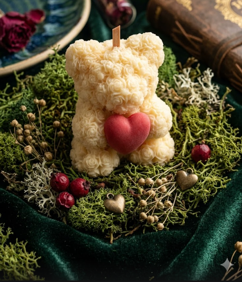 Rose Teddy Bear Candle