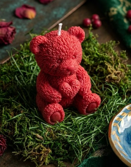Red Teddy Bear Candle