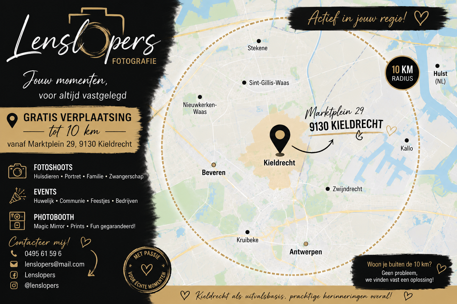 Actief in jouw regio — Lenslopers Fotografie, 10 km radius vanaf Kieldrecht