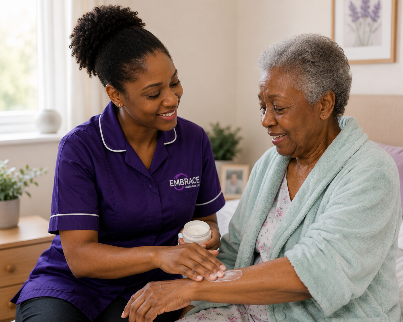 Carer helping with domestic tasks at home