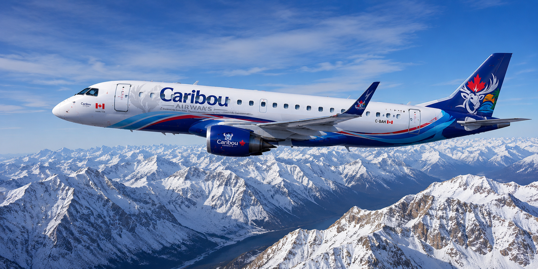 Caribou Airways aircraft over the Canadian Rockies