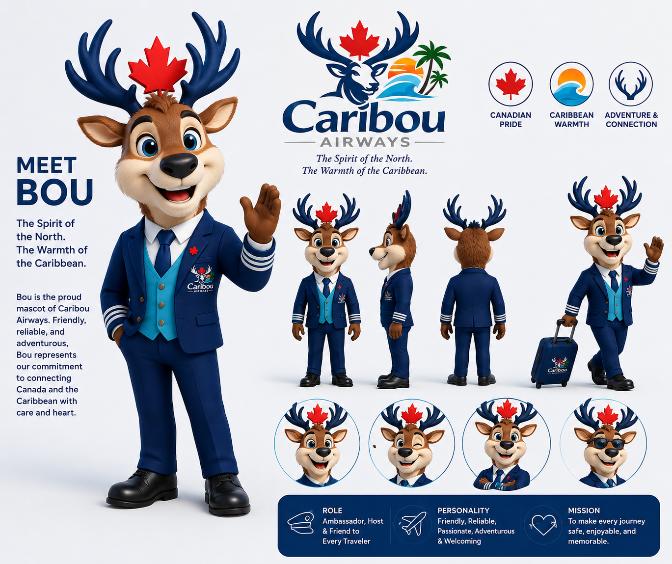 Bou — the Caribou Airways mascot