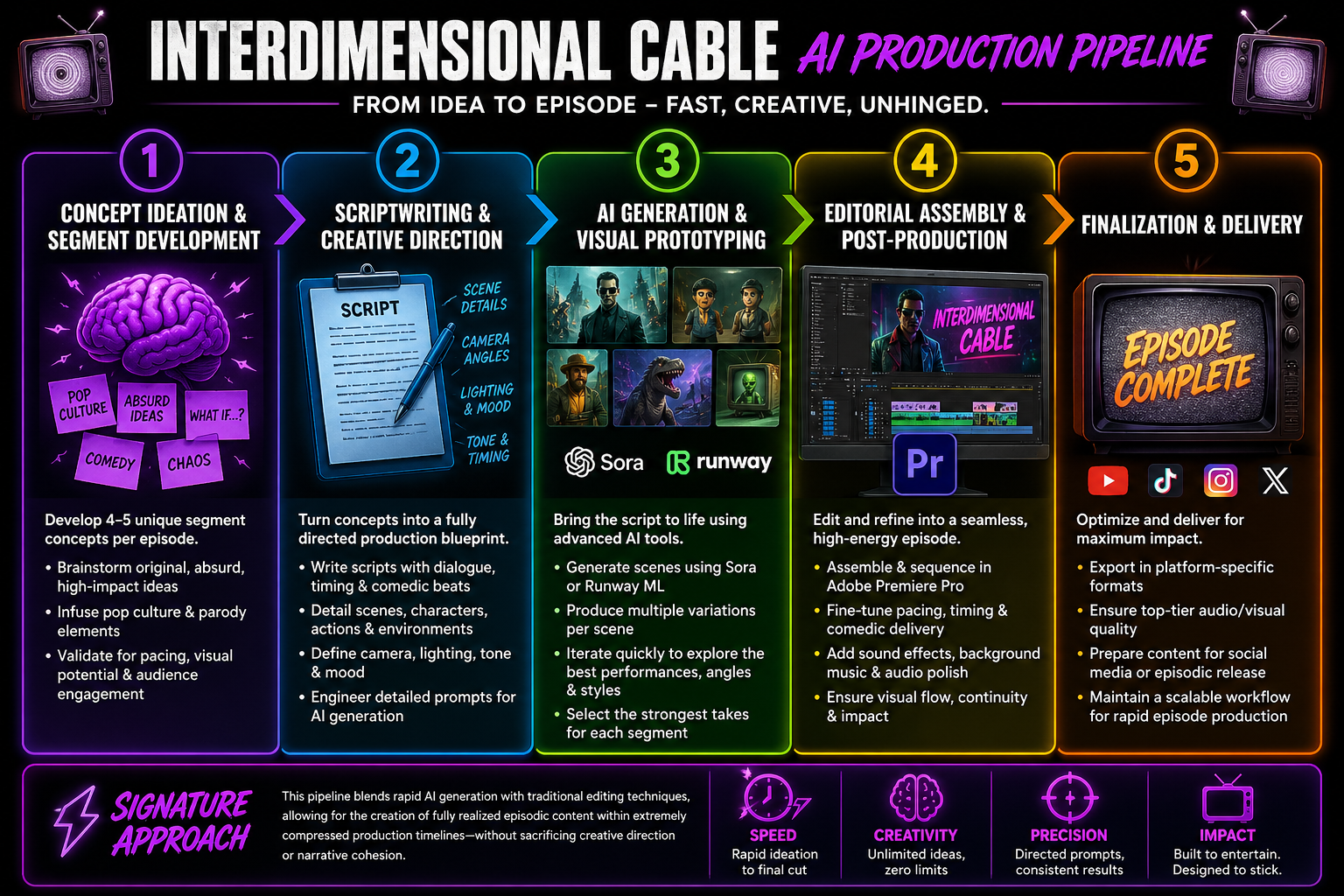 The Feed AI production pipeline infographic