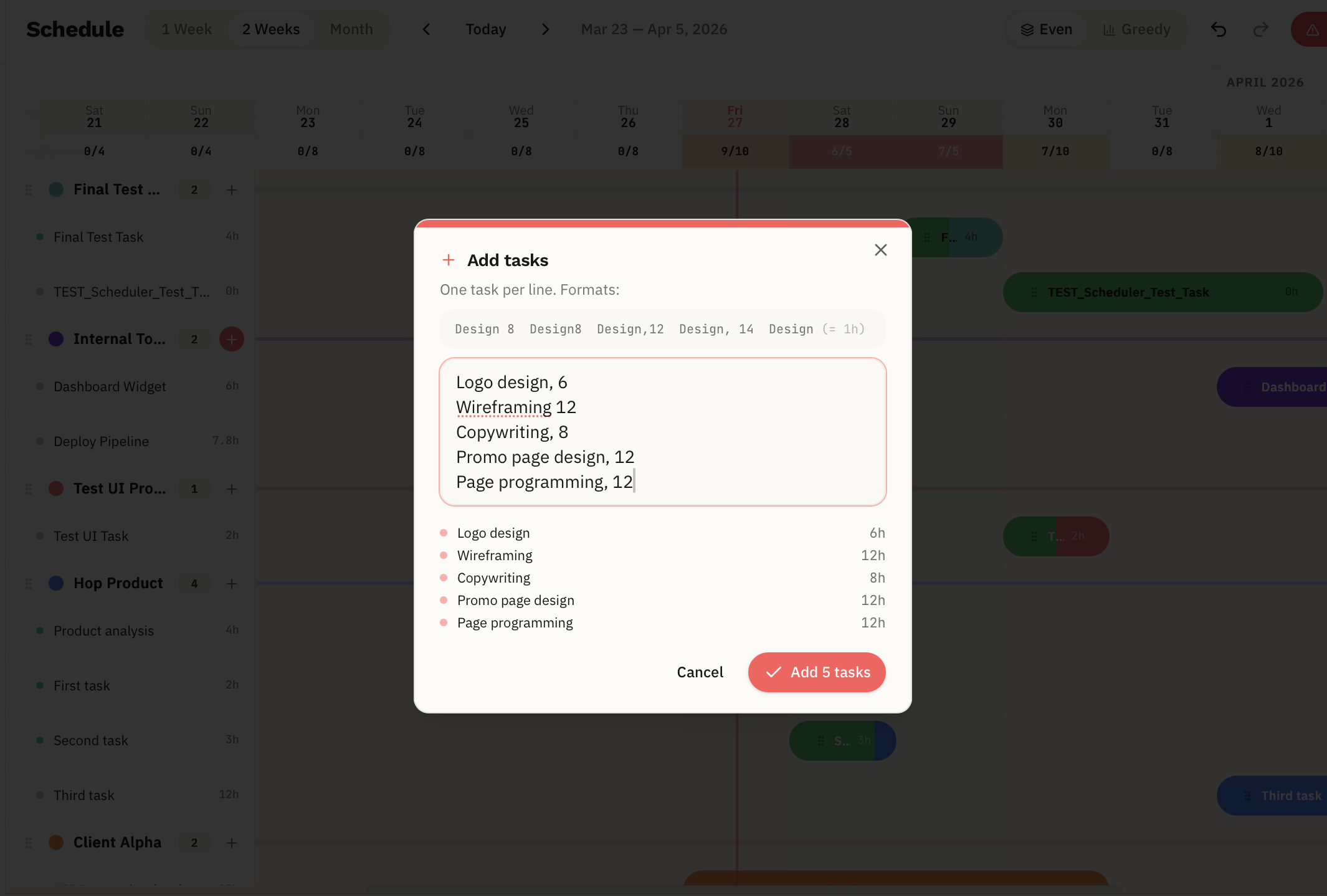 Batch task creation
